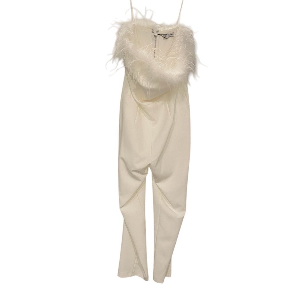 Giani Bini White Jumpsuit Feather Bandage